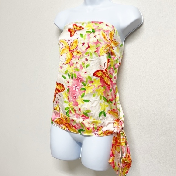 Lilly Pulitzer Vintage Silk Butterfly White Winter Floral Print Quinn Top Sz 10 - Picture 5 of 12